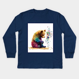 Bear Watercolor Art Kids Long Sleeve T-Shirt